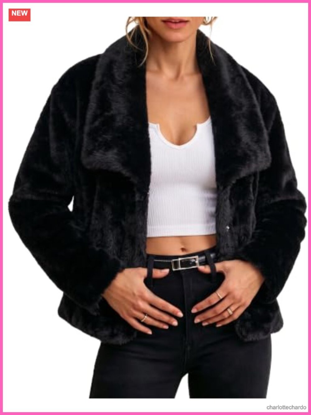 Faux Fur Jacket Women Oversized Snap Button Fall Winter Coat